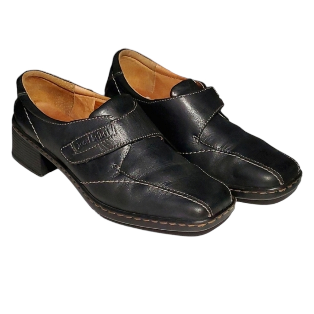Josef Seibel Denim Blue Leather Heeled Loafers - Size 37